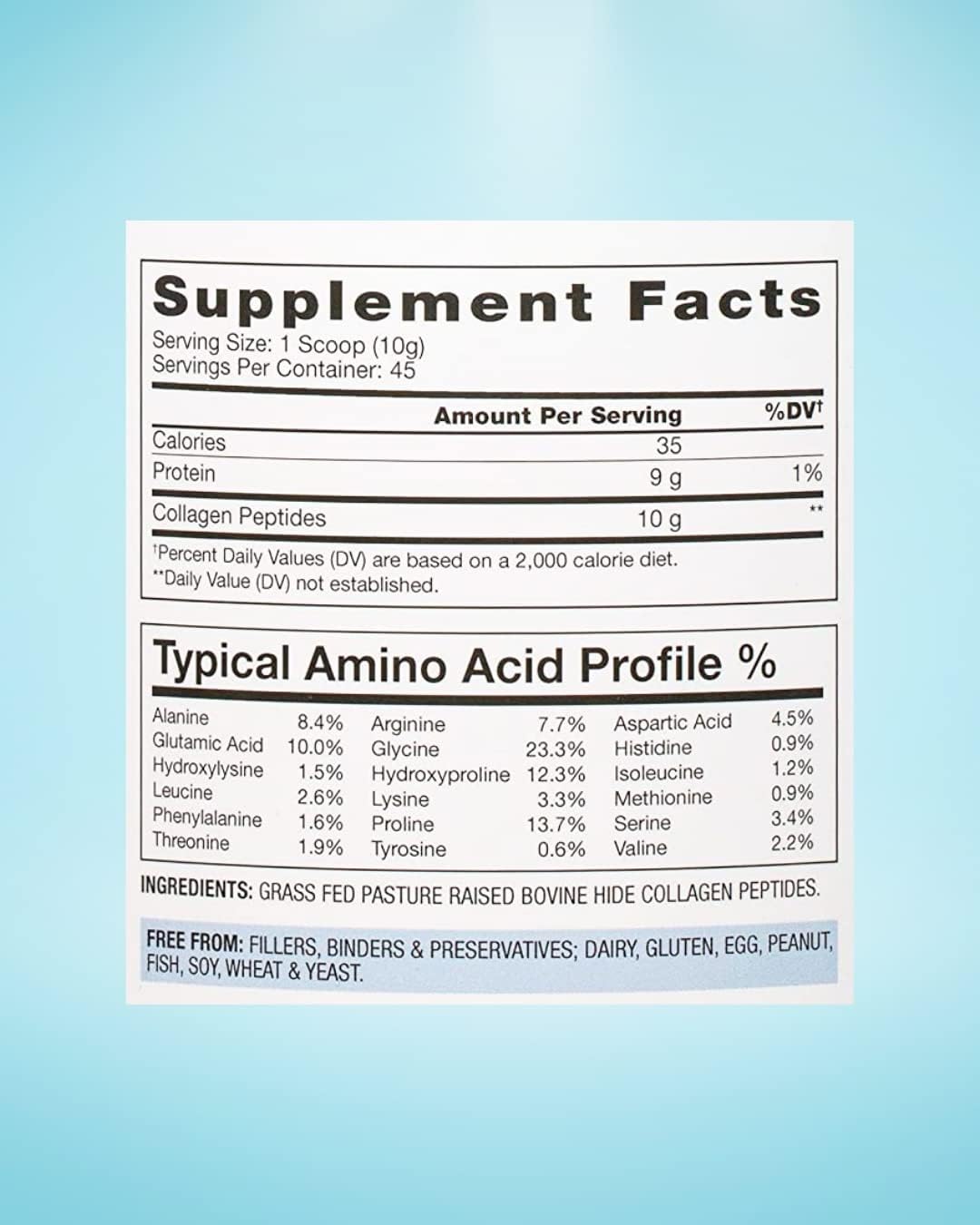 Grass-Fed Collagen Peptides Powder for Skin, Hair, & Nails - Non-GMO Protein Supplement (45 Servings)