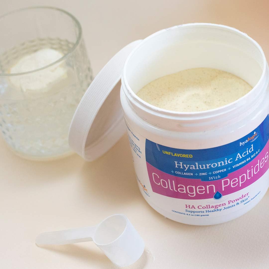 Grass-Fed Collagen Peptides Powder with Hyaluronic Acid - Hydrolyzed Types 1 & 3 - Keto Protein Supplement for Hair, Skin, Nails, and Joints - Unflavored - Easy to Mix - 6.4 oz (180g)