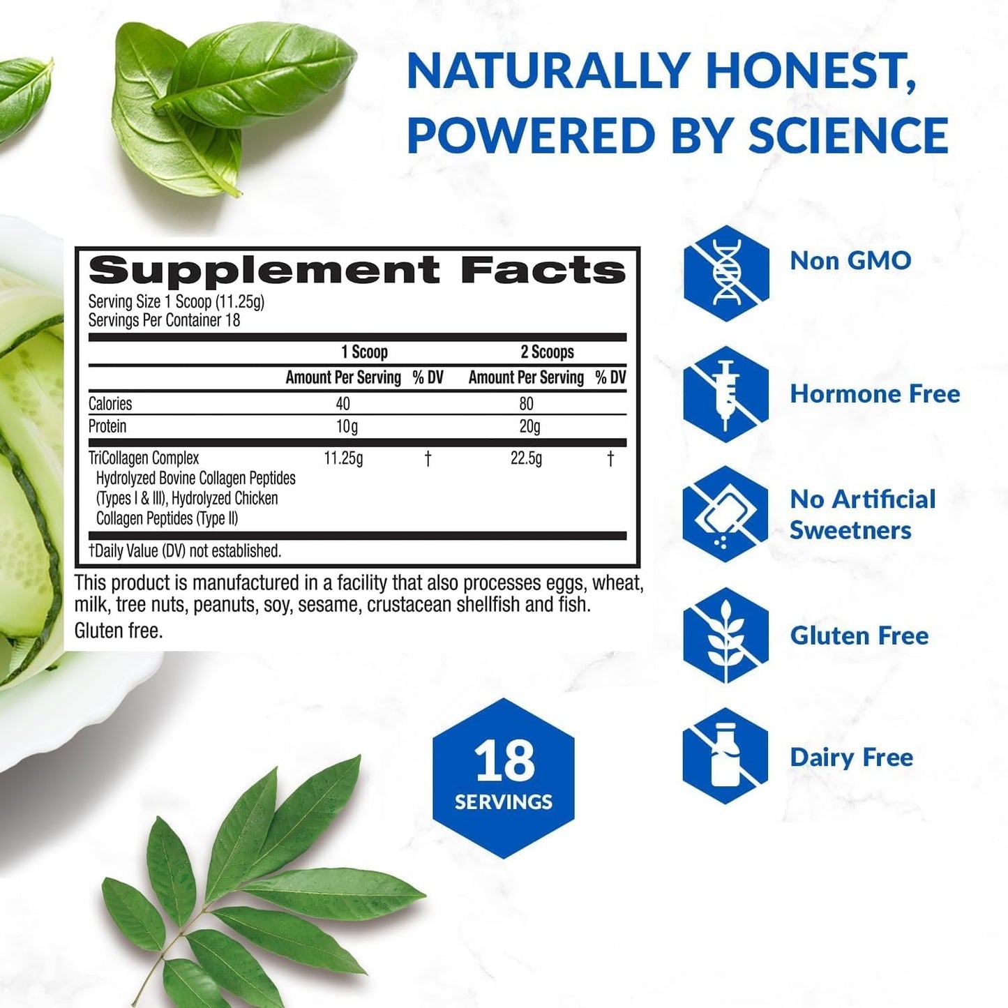 Grass Fed Collagen Protein Powder - 3-in-1 Hydrolyzed Collagen Peptides (Types I, II, & III) - Anti Aging, Skin, Hair, Bone & Joint Support - Unflavored, 2-Pack