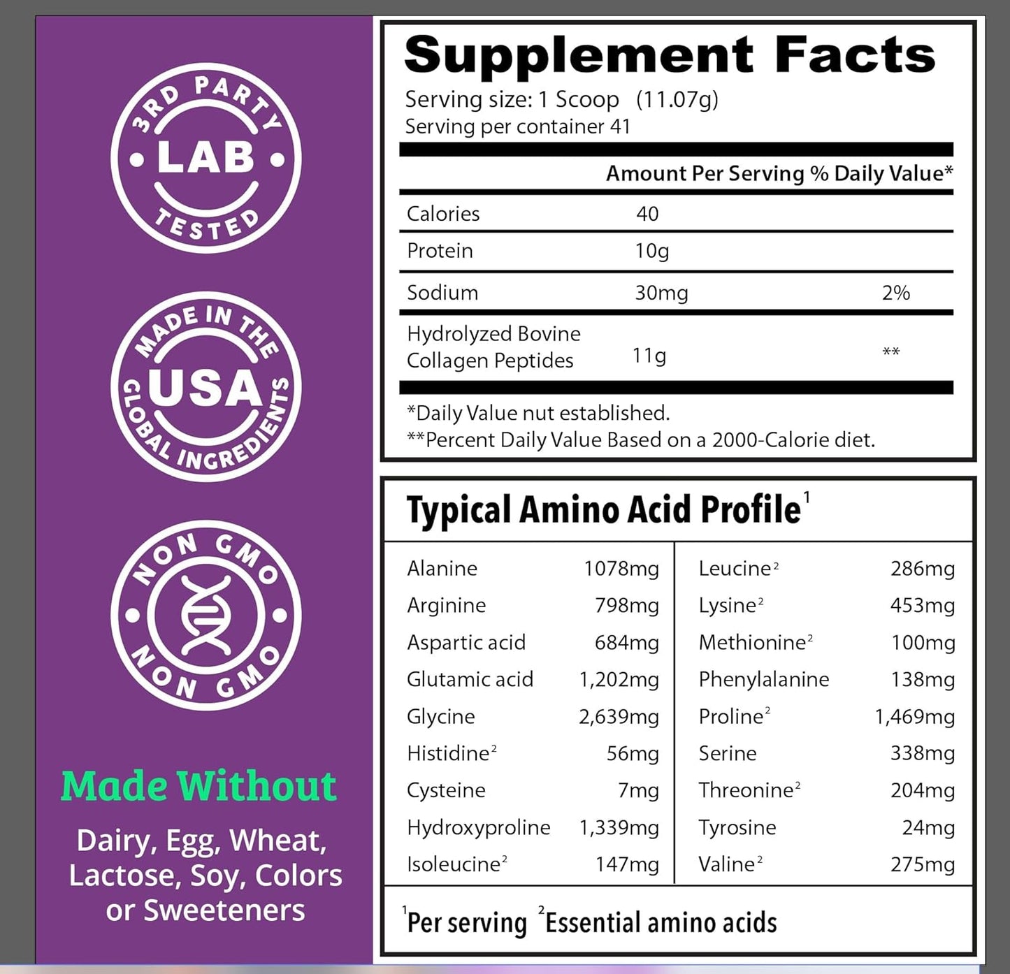 Grass Fed Collagen Protein Powder for Women & Men - Hydrolyzed Peptides for Joints & Hair Growth