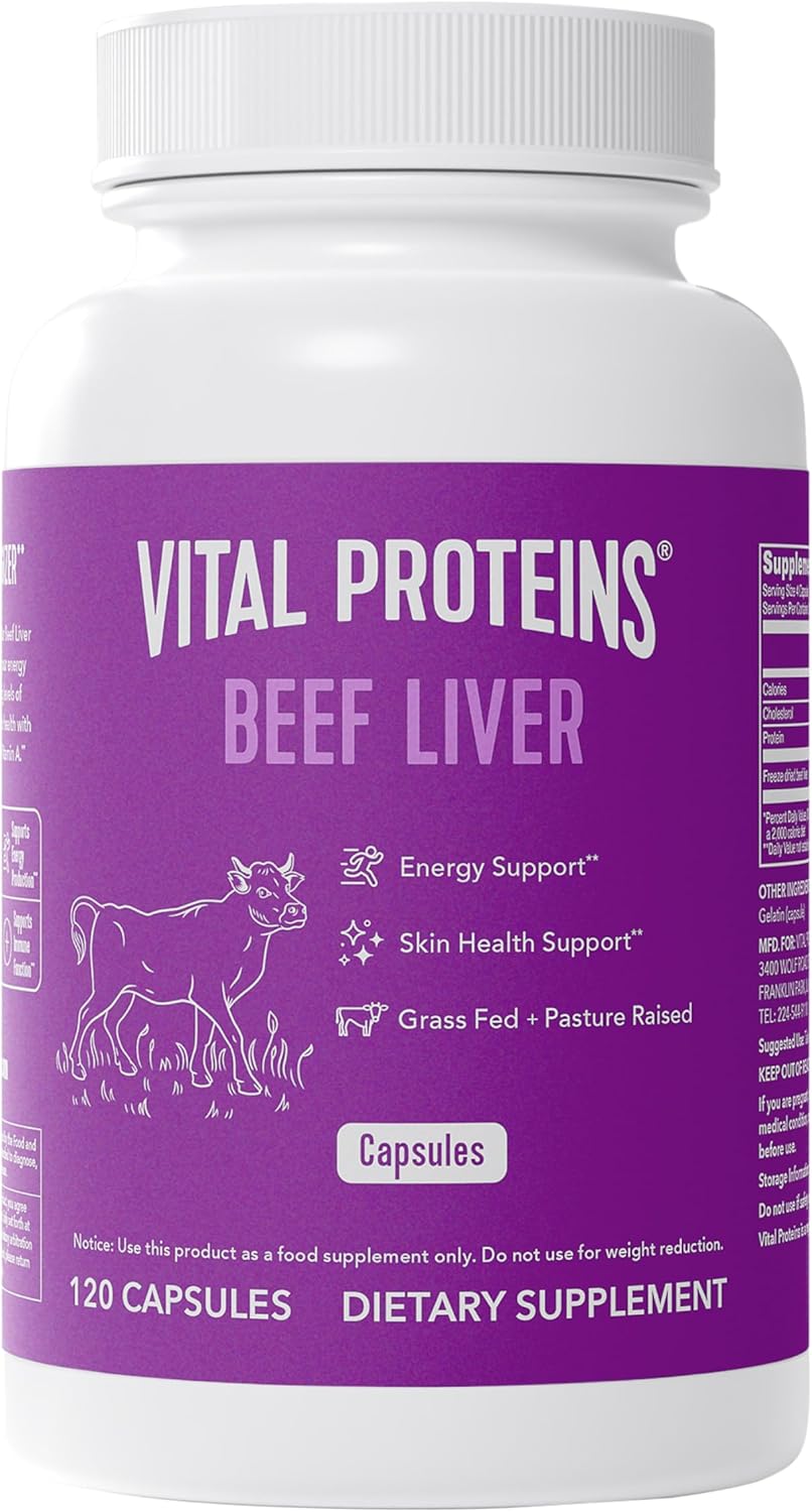 Grass-Fed Desiccated Beef Liver Capsules - 120 Pills, 750mg - Vital Proteins