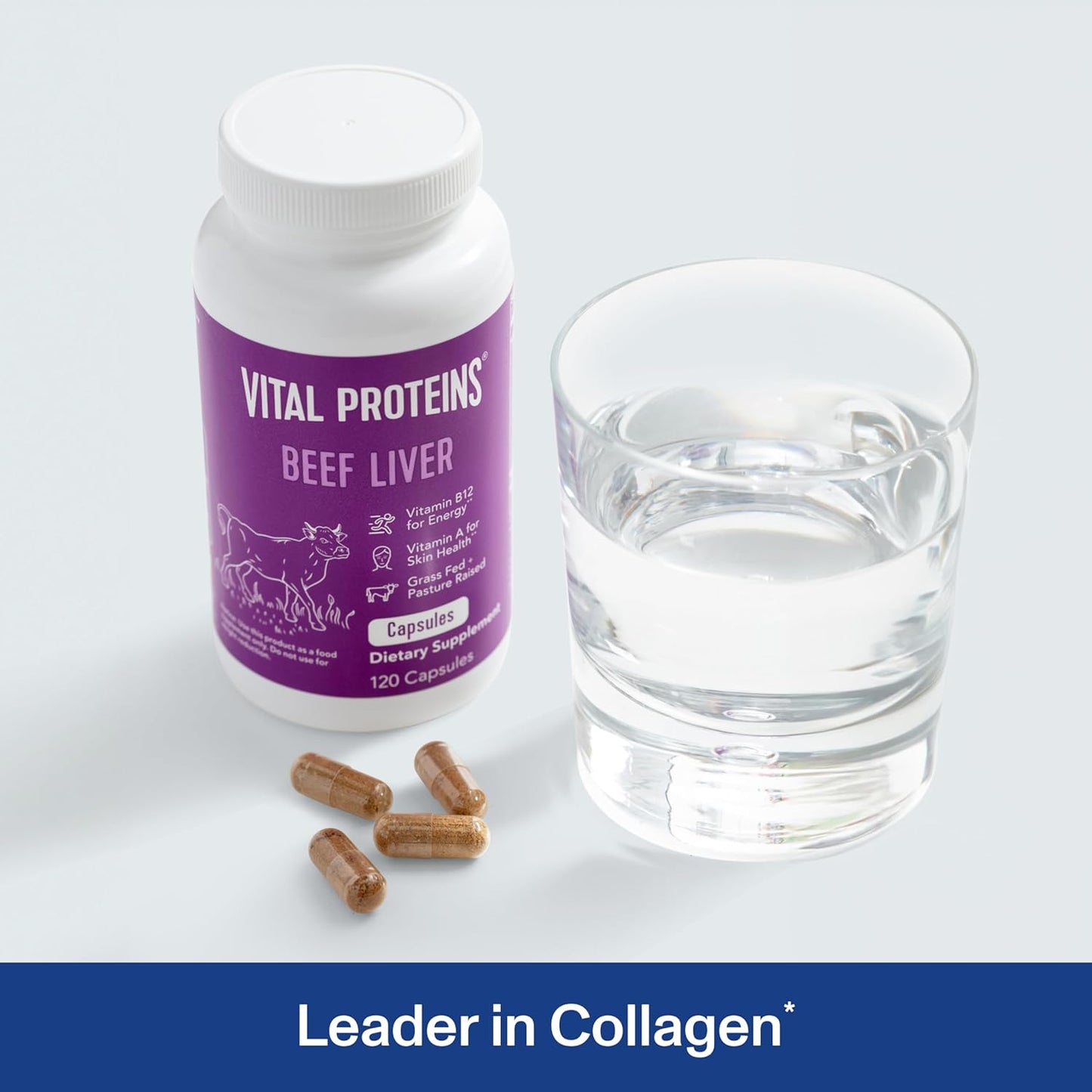 Grass-Fed Desiccated Beef Liver Capsules - 120 Pills, 750mg - Vital Proteins