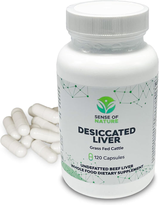 Grass-Fed Desiccated Beef Liver Capsules - Natural Protein Source, Iron & Vitamins A/B - Energy & Immunity Boost - Chemical-Free & Hormone-Free