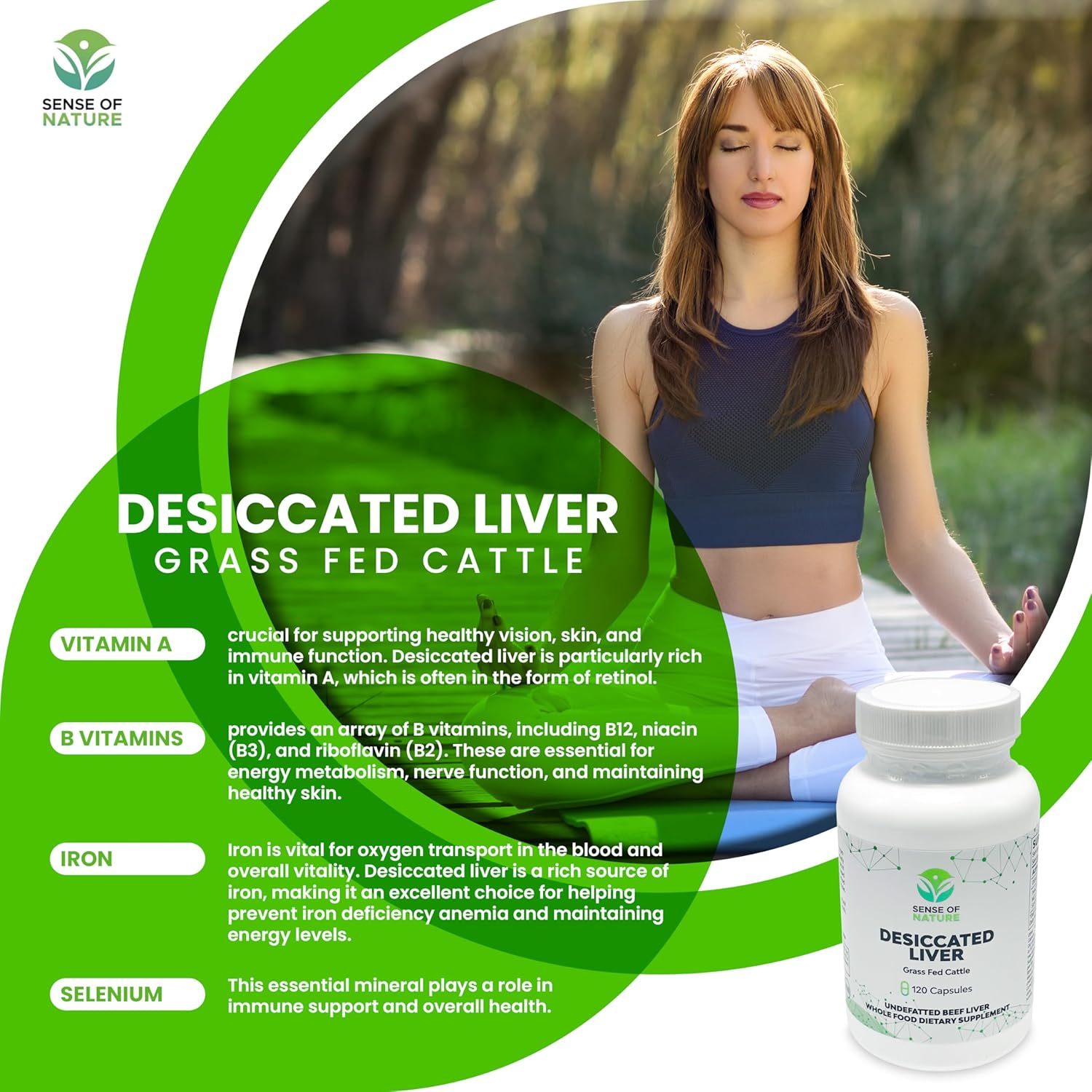 Grass-Fed Desiccated Beef Liver Capsules - Natural Protein Source, Iron & Vitamins A/B - Energy & Immunity Boost - Chemical-Free & Hormone-Free