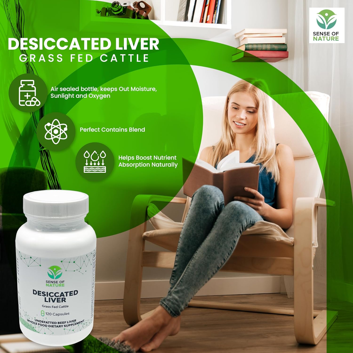 Grass-Fed Desiccated Beef Liver Capsules - Natural Protein Source, Iron & Vitamins A/B - Energy & Immunity Boost - Chemical-Free & Hormone-Free
