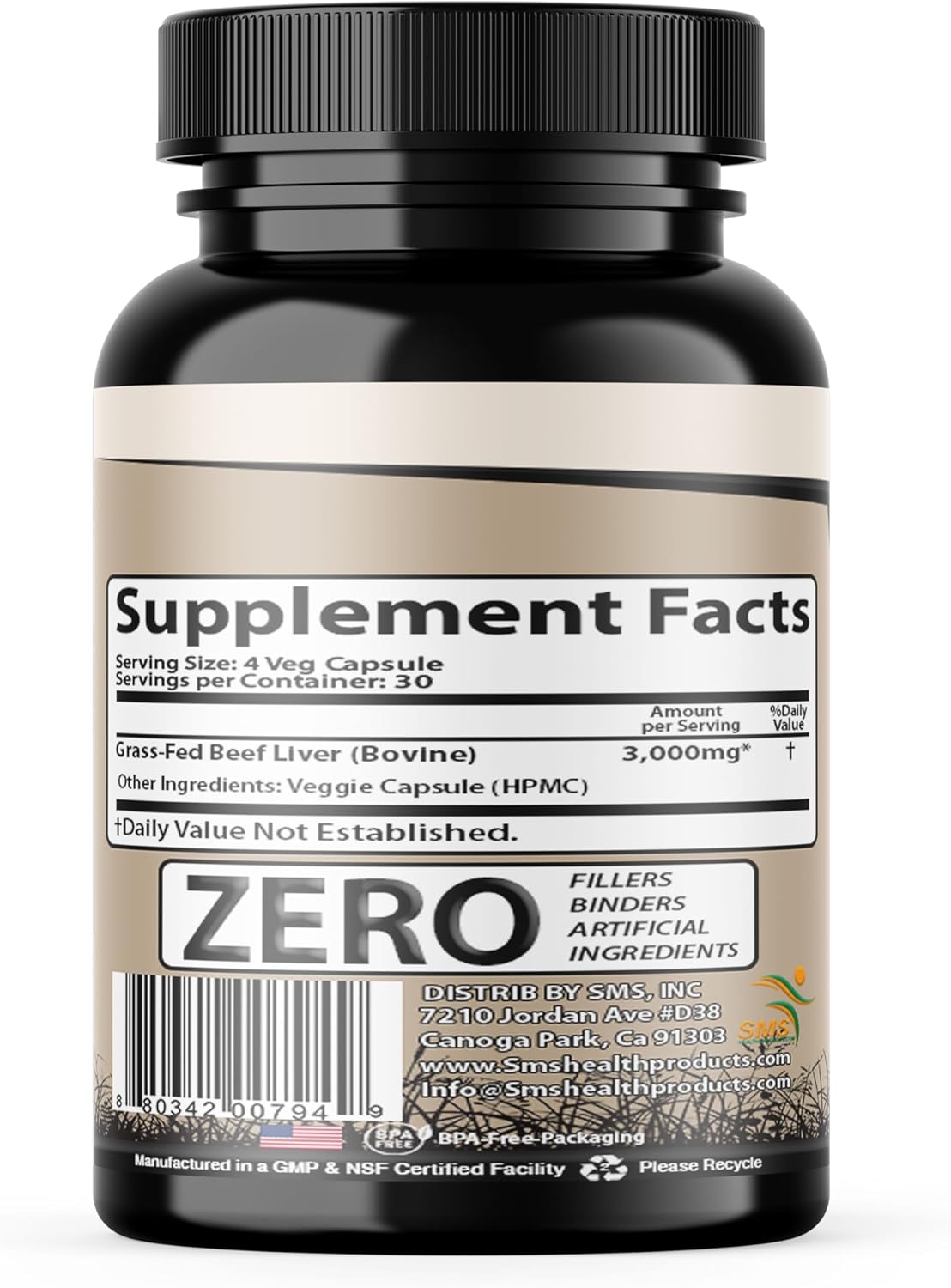 Grass Fed Desiccated Beef Liver Capsules - Natural Iron & Vitamins - 120 Pills, 750mg Each - Humanely Pasture Raised & Undefatted