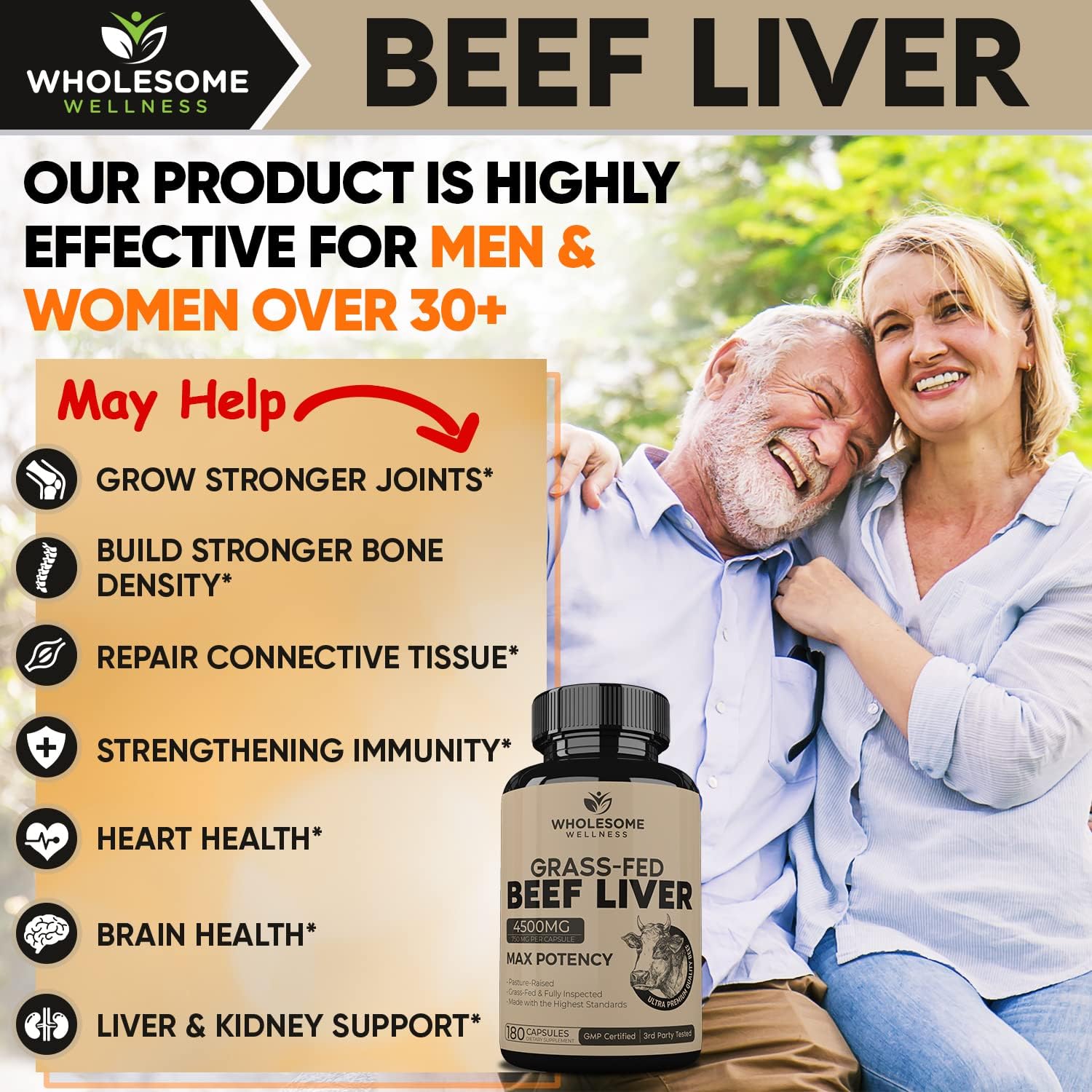 Grass Fed Desiccated Beef Liver Capsules (180 Pills, 750mg Each) - Natural Iron, Vitamin A, B12 for Energy - Humanely Pasture Raised in New Zealand - Hormone and Chemical-Free
