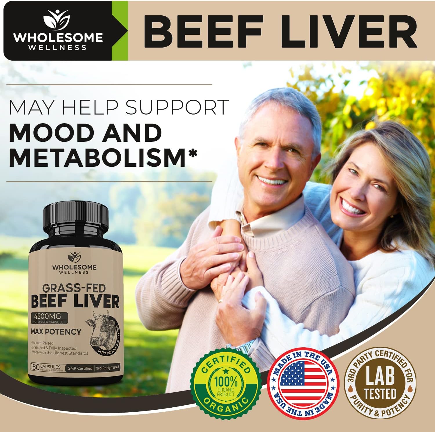Grass Fed Desiccated Beef Liver Capsules (180 Pills, 750mg Each) - Natural Iron, Vitamin A, B12 for Energy - Humanely Pasture Raised in New Zealand - Hormone and Chemical-Free