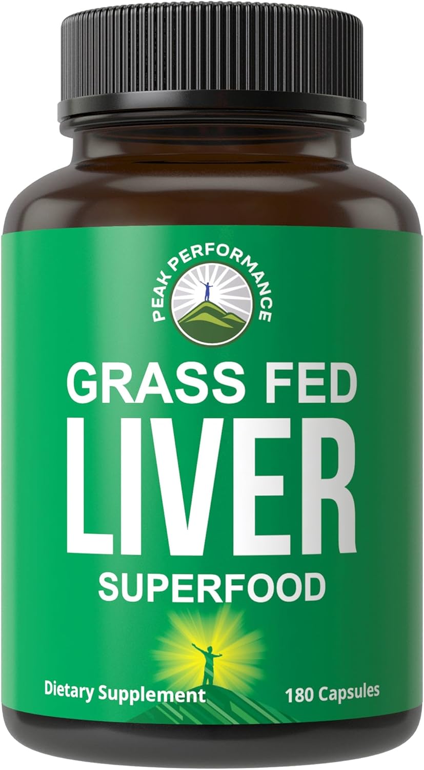 Grass Fed Desiccated Beef Liver Supplement - 180 Capsules of Grassfed Liver Superfood Pills, Natural Iron, Vitamins, Amino Acids - Immune Support