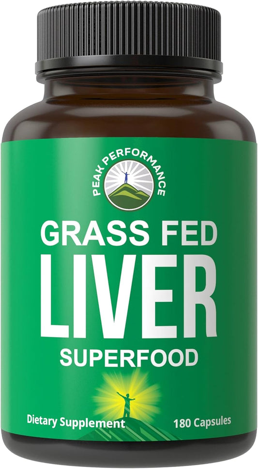 Grass Fed Desiccated Beef Liver Supplement - 180 Capsules of Grassfed Liver Superfood Pills, Natural Iron, Vitamins, Amino Acids - Immune Support