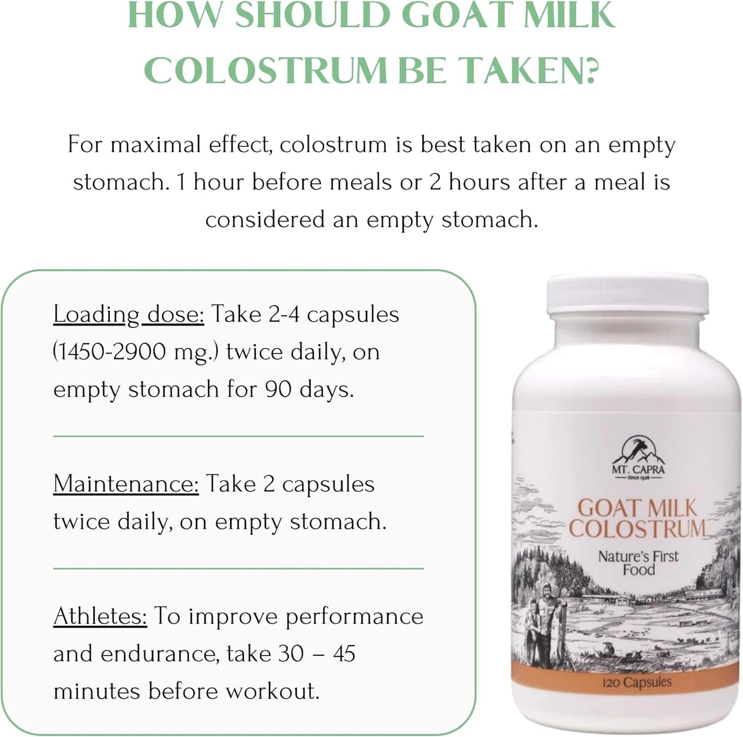 Grass-Fed Goat Milk Colostrum Capsules for Immune System and Athletic Performance - 30 Servings, High in Immunoglobulins