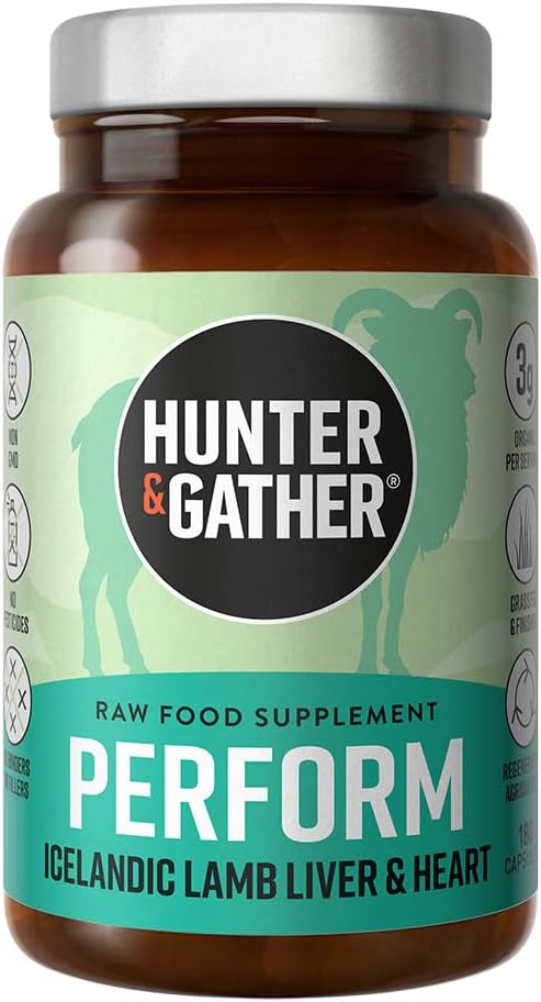 Grass-Fed Icelandic Lamb Ancestral Inspired Capsules - Hunter & Gather Nose to Tail 180 Perform, No GMOs, Antibiotics, or Hormones