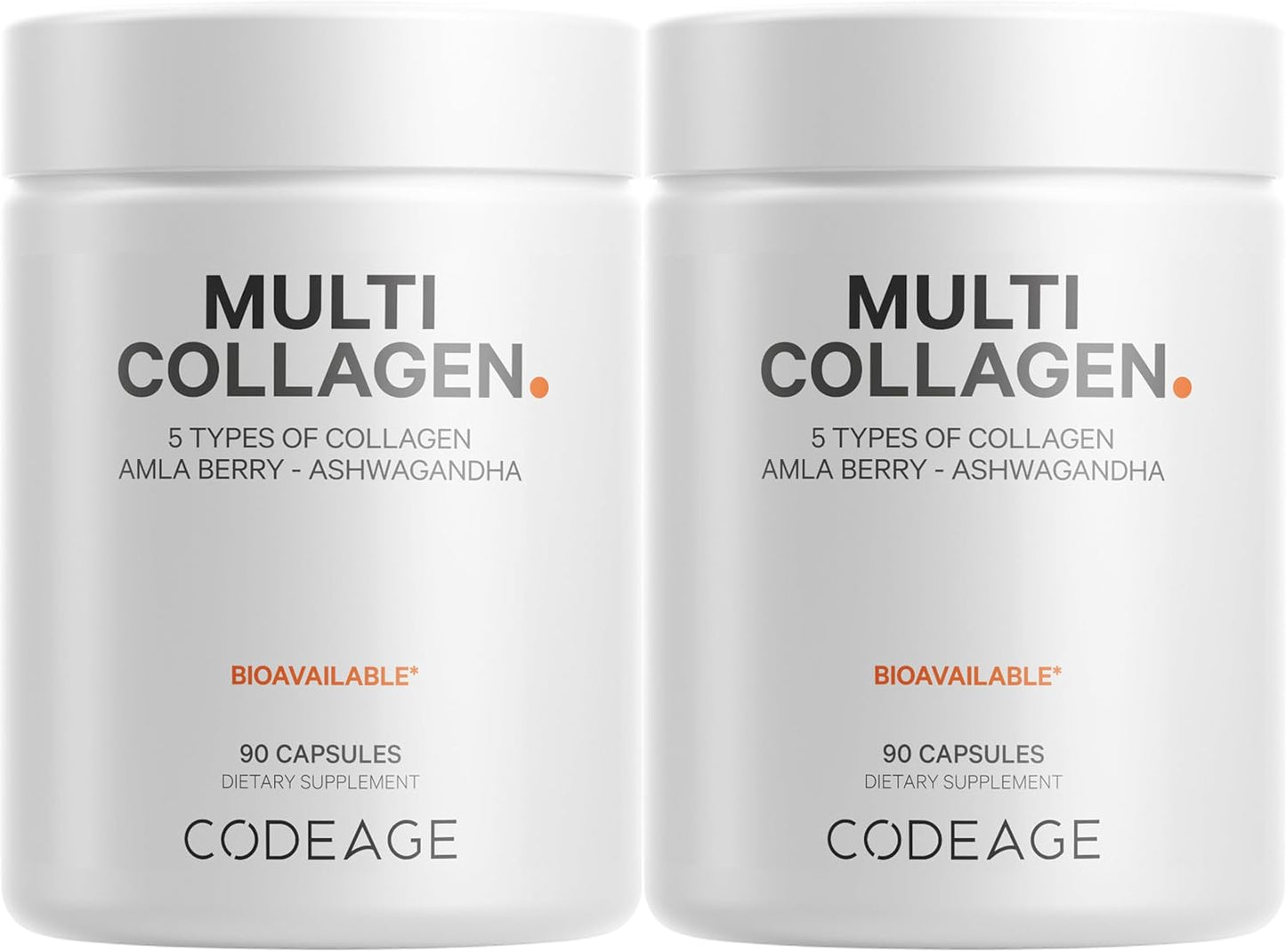 Grass-Fed Multi Collagen Peptides Capsules with Ashwagandha and Amla Berry Vitamins - 2-Pack