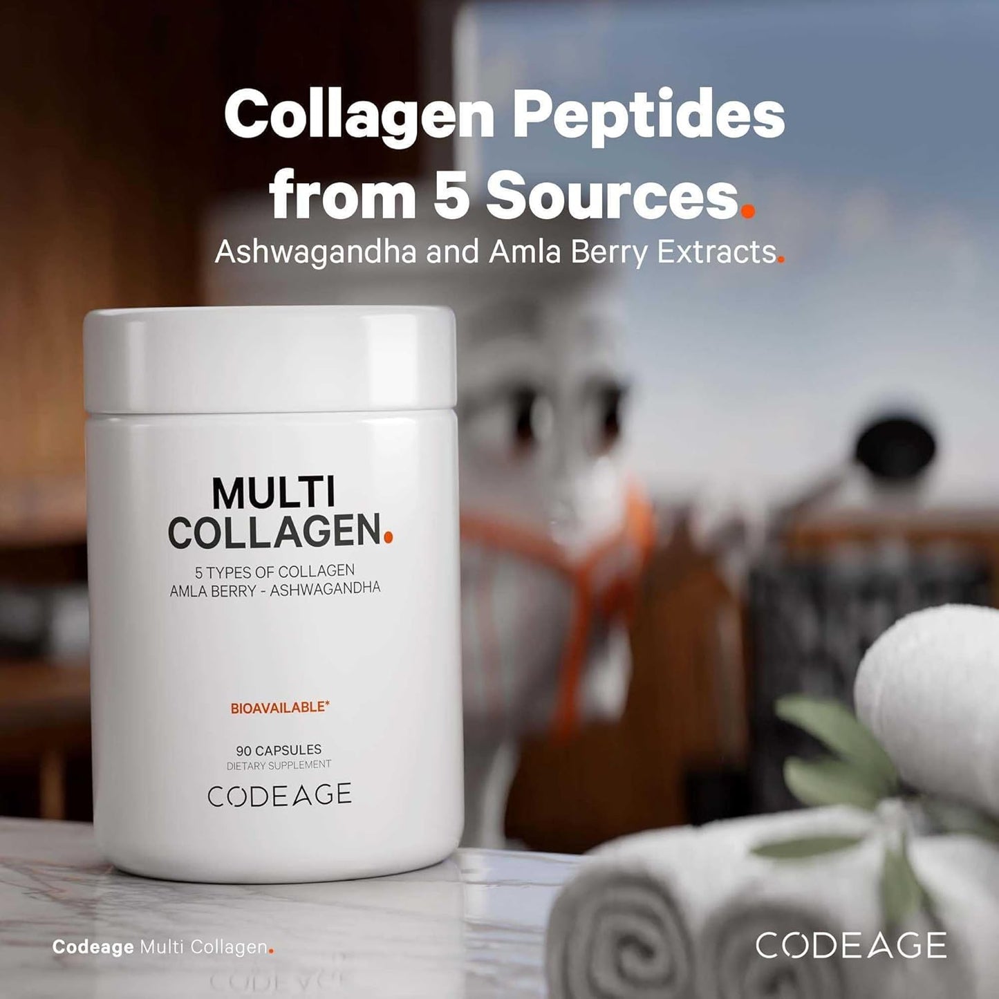 Grass-Fed Multi Collagen Peptides Capsules with Ashwagandha and Amla Berry Vitamins - 2-Pack