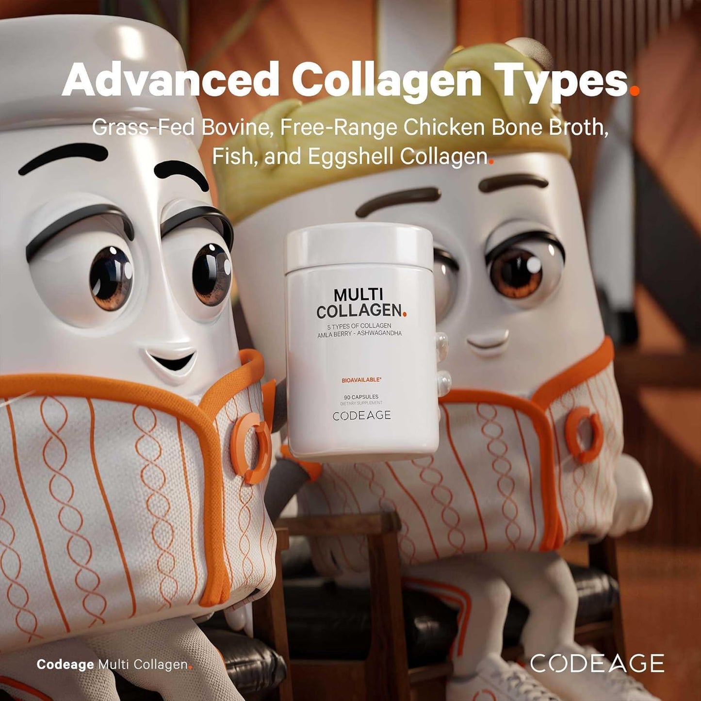 Grass-Fed Multi Collagen Peptides Capsules with Ashwagandha and Amla Berry Vitamins - 2-Pack