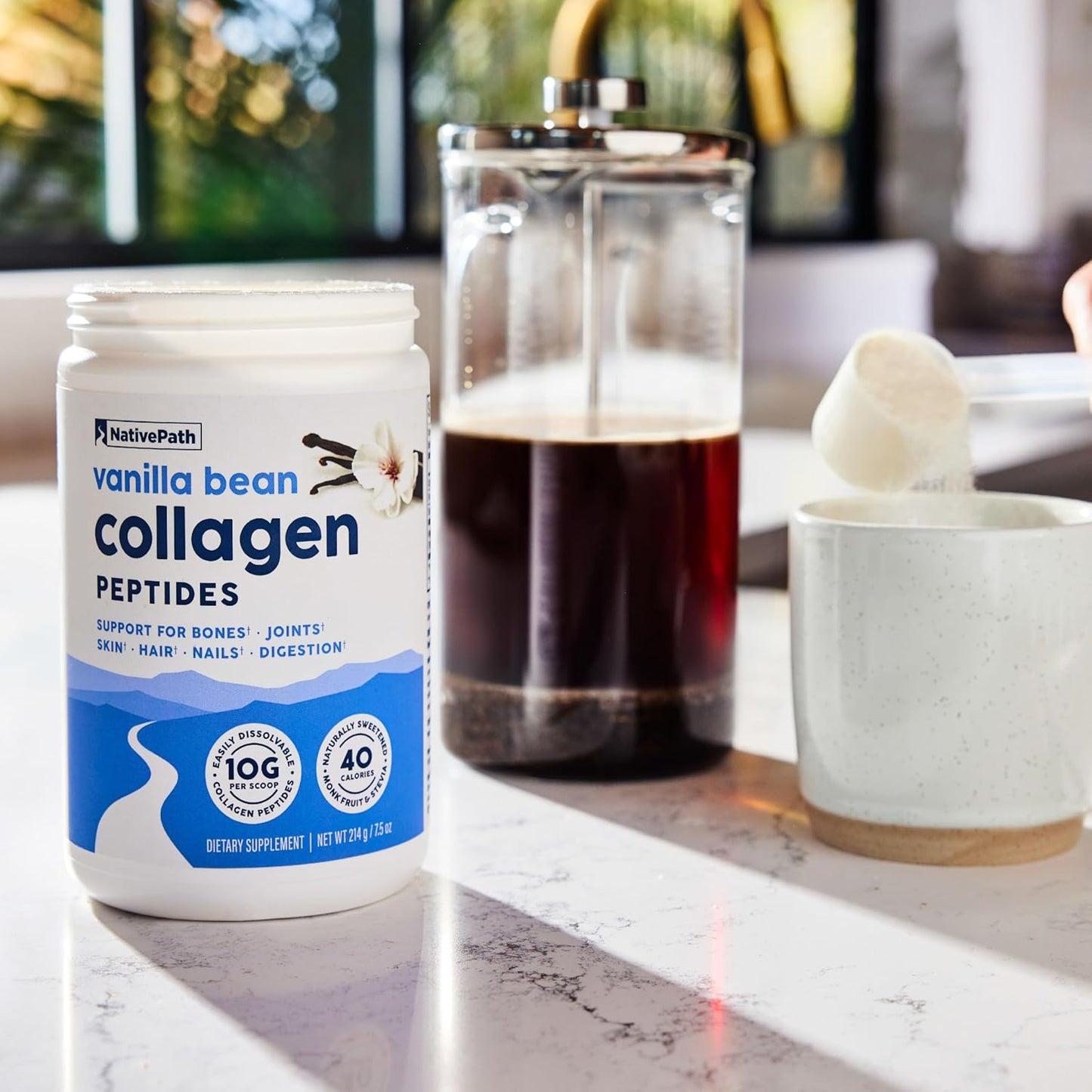 Grass-Fed Vanilla Bean Collagen Peptides: Hydrolyzed Type 1 & 3 Protein Powder for Hair, Skin, Nails, Bones, Joints, Digestion - Keto & Paleo Friendly (214g)