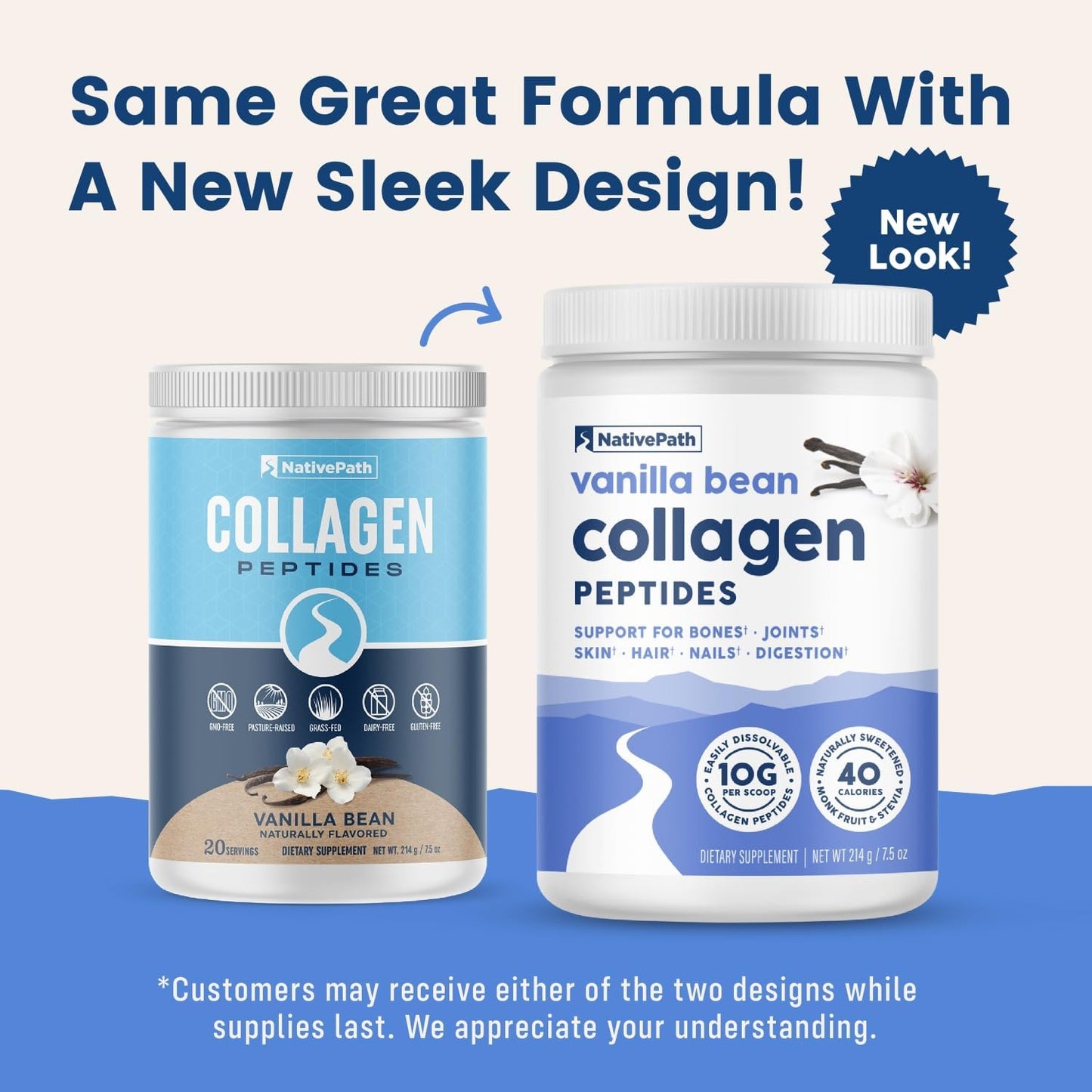 Grass-Fed Vanilla Bean Collagen Peptides: Hydrolyzed Type 1 & 3 Protein Powder for Hair, Skin, Nails, Bones, Joints, Digestion - Keto & Paleo Friendly (214g)