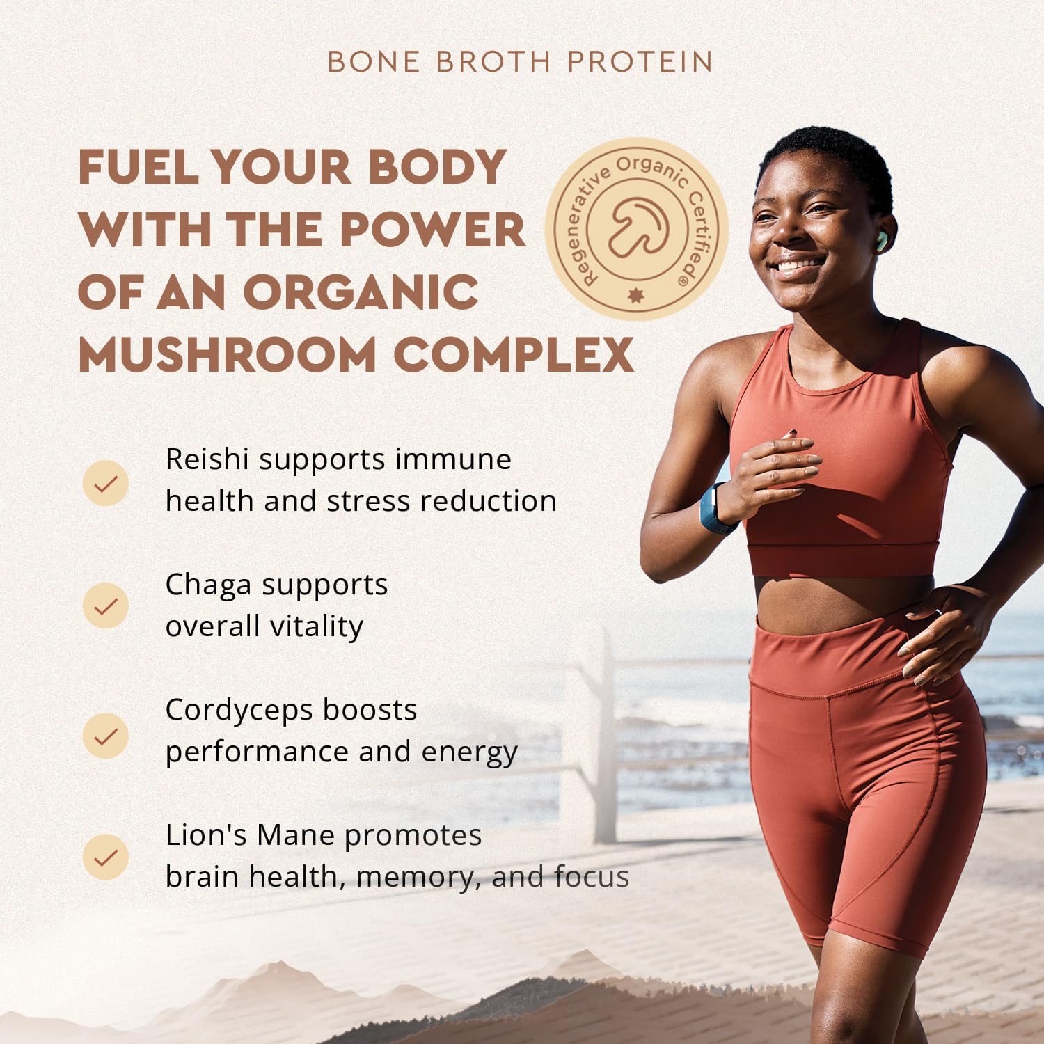 Grass Fed Vanilla Protein Powder with Beef Bone Broth, Organ Meats & Mushrooms for Gut Health - 20g Protein, 30 Day Supply