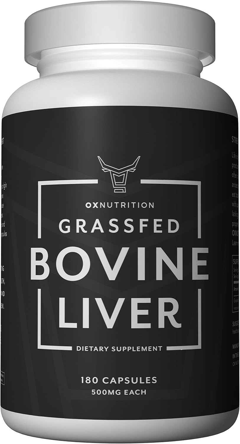 Grassfed Beef Liver Capsules (Desiccated) | Natural Iron & B12 Supplement | Energy & Thyroid Support | 180 Capsules | Superfood with Vitamins & Nutrients