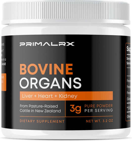 GrassFed Bovine Organ Supplement with B12, B Complex, Iron, Vitamin A, Folate, Selenium, and Zinc - 90g Powder