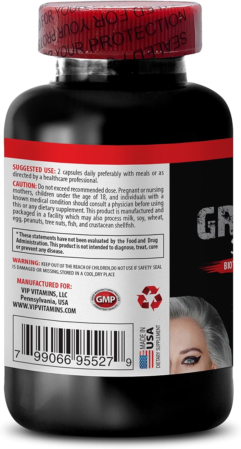Gray Hair Reversal Complex for Men with Saw Palmetto - Natural Solution for Powerful Results - Biotin and Paba Supplement for Hair, Skin, and Nails - 60 Capsules