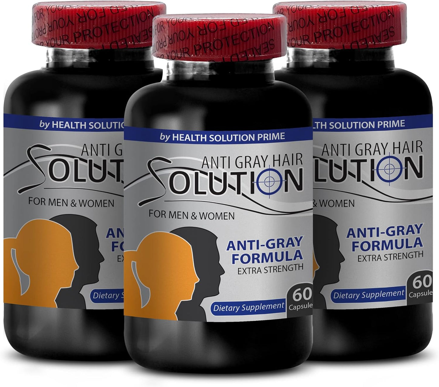 Gray Hair Reversal Supplement with Vitamin B6, Pantothenic Acid, and Biotin - Natural Hair Color Solution for Men and Women - Hair Growth Supplement with Saw Palmetto - 180 Capsules