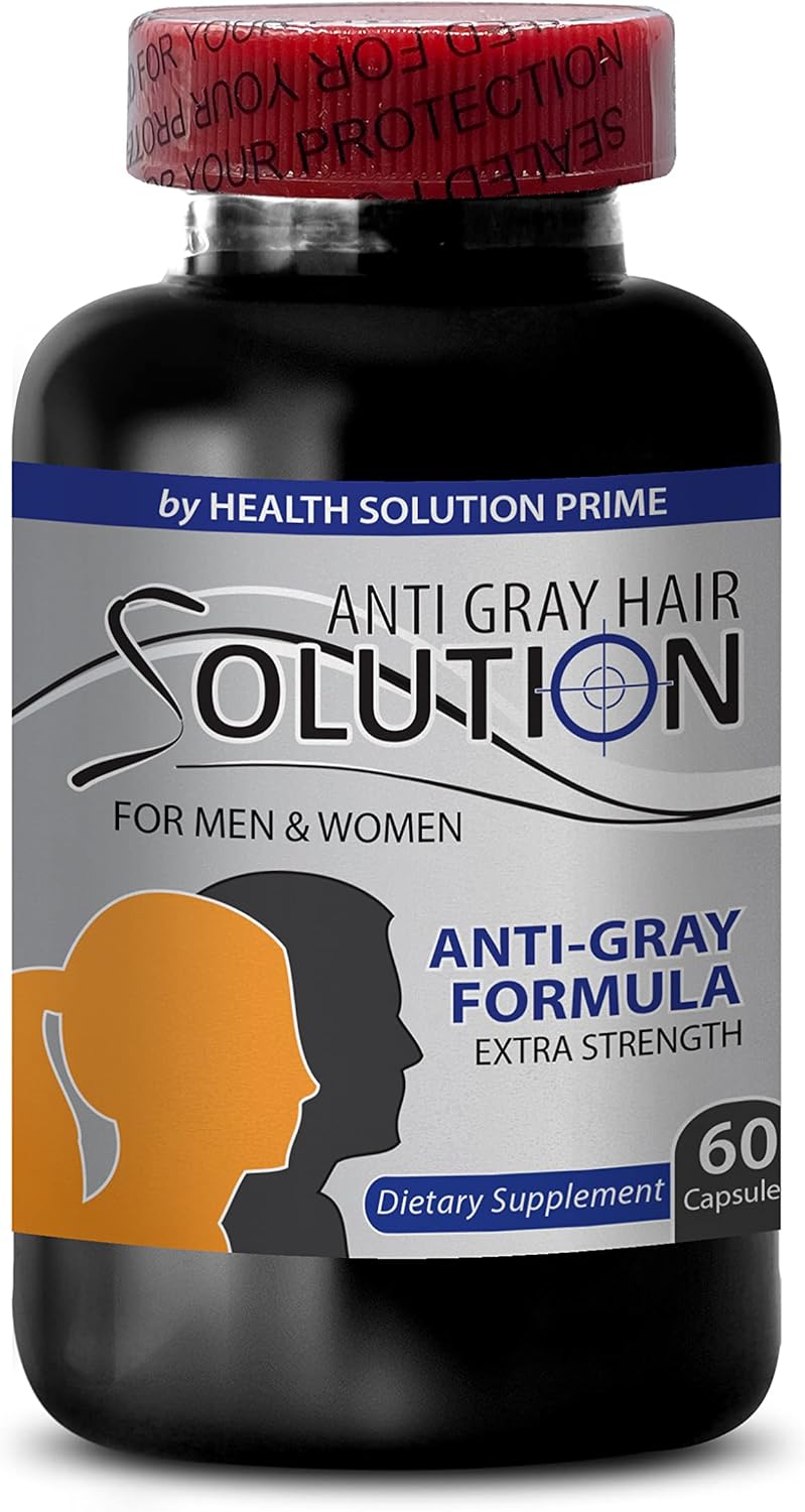 Gray Hair Reversal Supplement with Vitamin B6, Pantothenic Acid, and Biotin - Natural Hair Color Solution for Men and Women - Hair Growth Supplement with Saw Palmetto - 180 Capsules