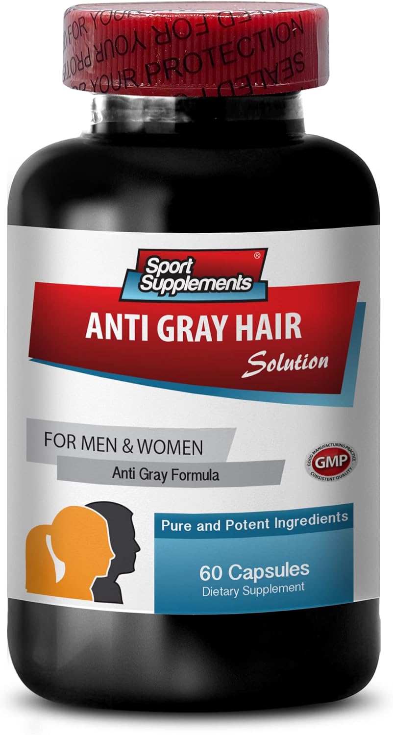 Gray Hair Vitamins for Natural Hair Color Support - Folic Acid, Chlorophyll, Pantothenic Acid, Nettle, Saw Palmetto - 180 Capsules, 3 Bottles