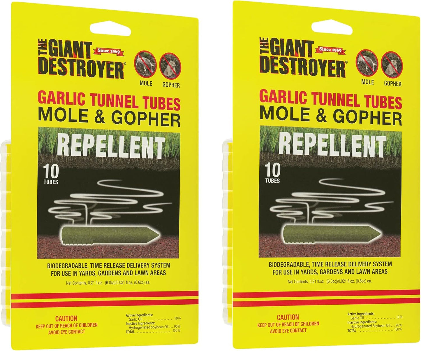 Green 410-2 Garlic Tunnel Tubes for Repelling Moles and Gophers