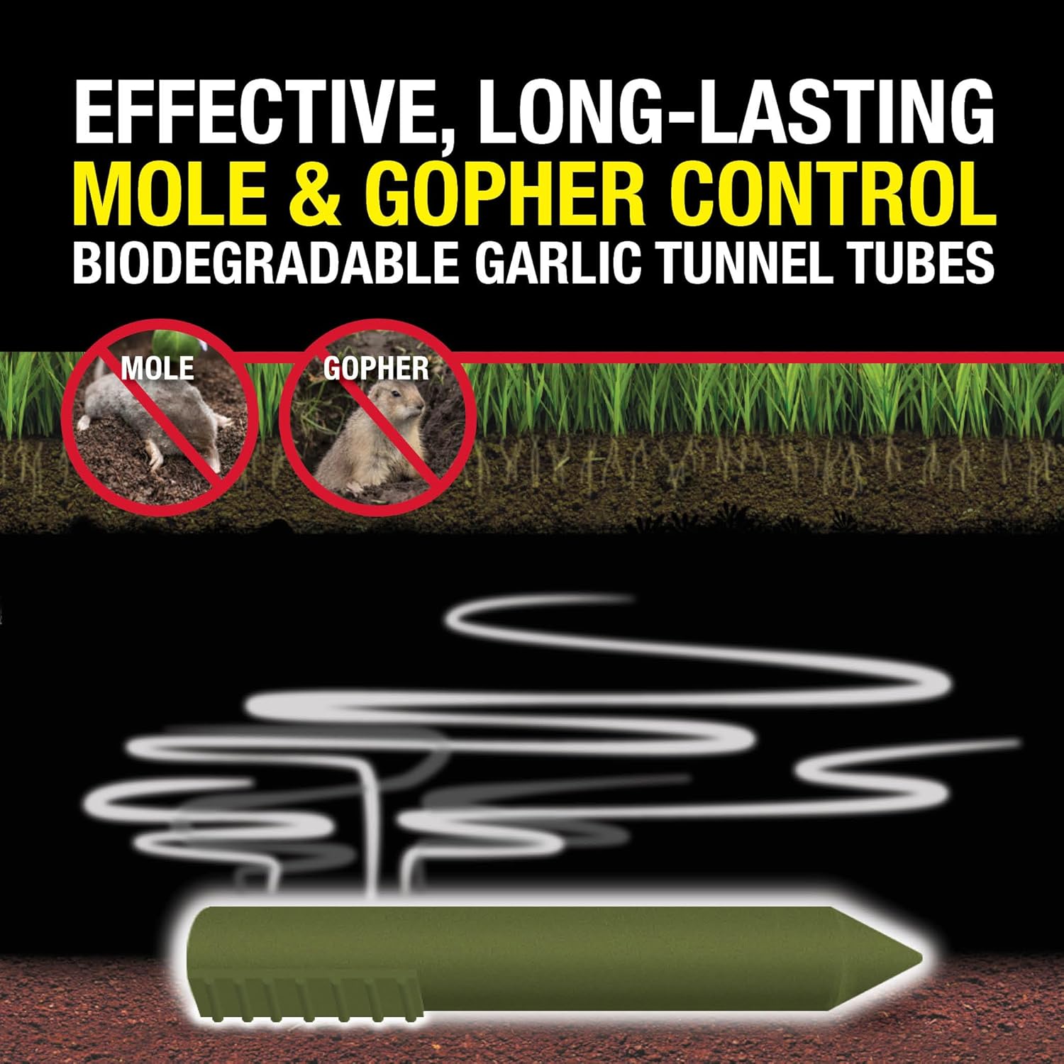 Green 410-2 Garlic Tunnel Tubes for Repelling Moles and Gophers