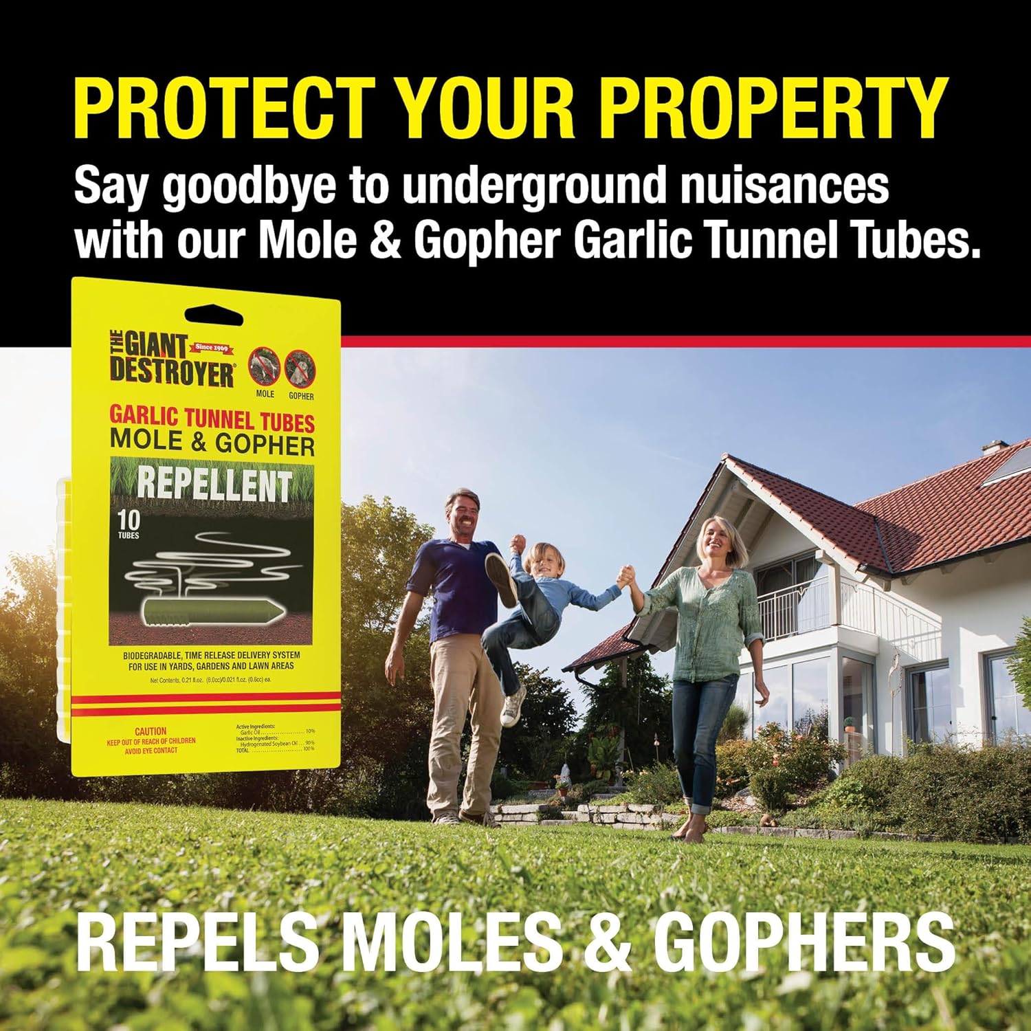 Green 410-2 Garlic Tunnel Tubes for Repelling Moles and Gophers