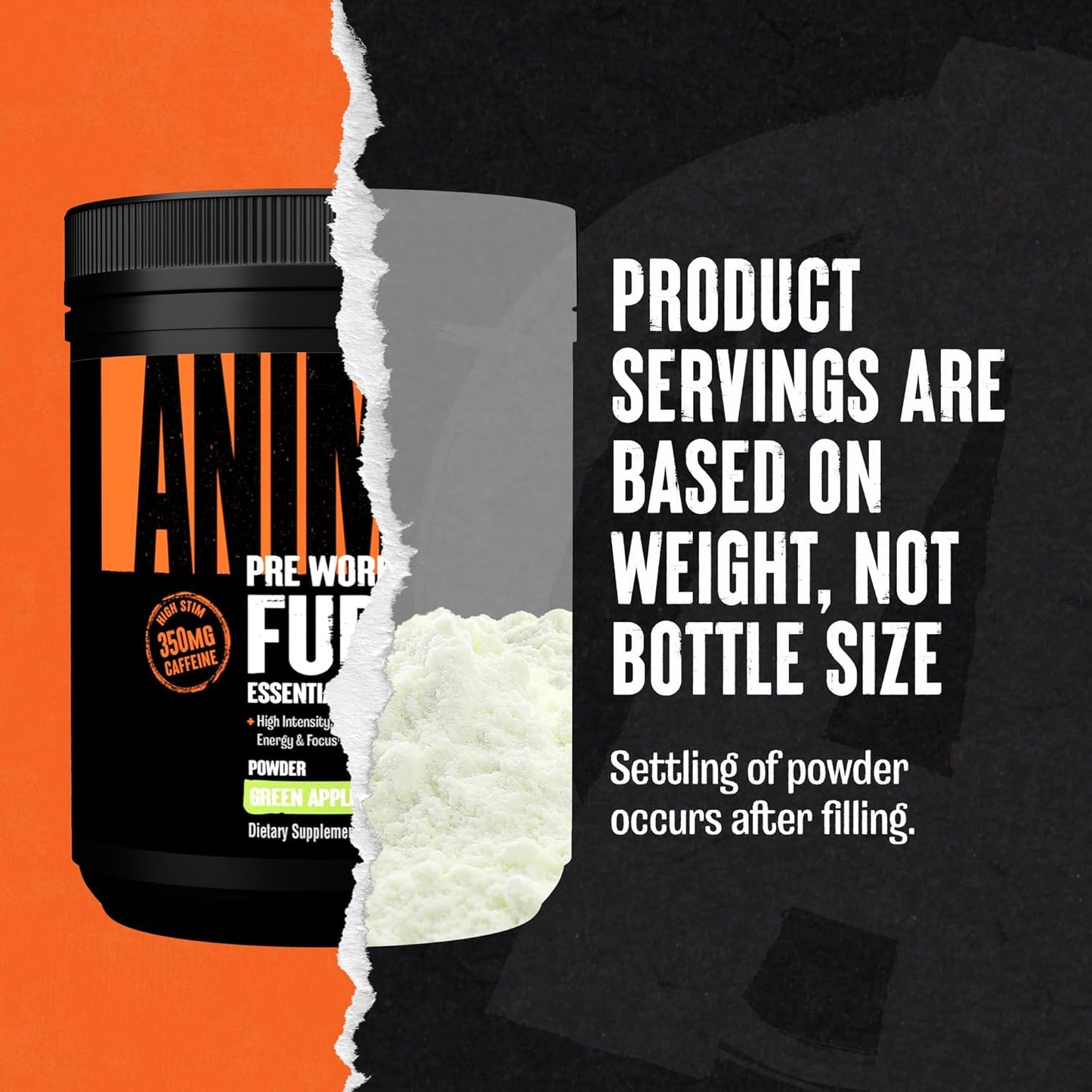 Green Apple Animal Fury Pre Workout Powder - Energy and Focus Supplement with BCAAs, Caffeine, and Beta-Alanine - 20 Servings