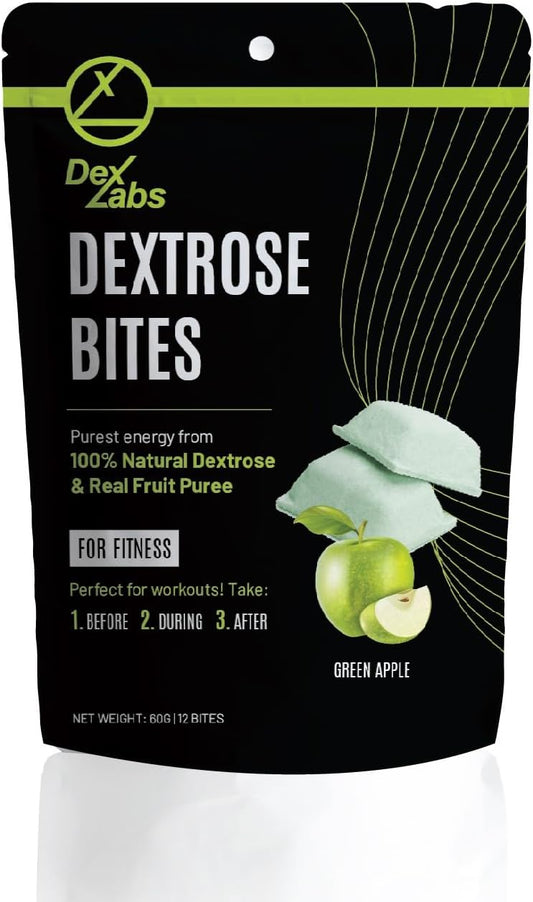 Green Apple Flavour Dextrose Bites - Portable Energy Snacks for Workout - Glucose Tablets with Dextrose Powder - Convenient Melts for Running Energy - Pack of 01