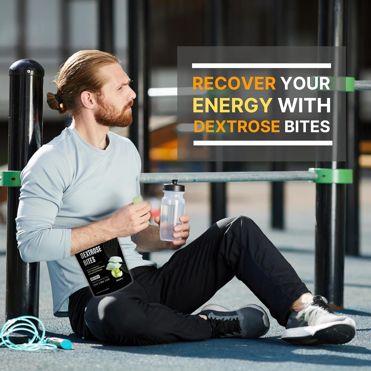 Green Apple Flavour Dextrose Bites - Portable Energy Snacks for Workout - Glucose Tablets with Dextrose Powder - Convenient Melts for Running Energy - Pack of 01