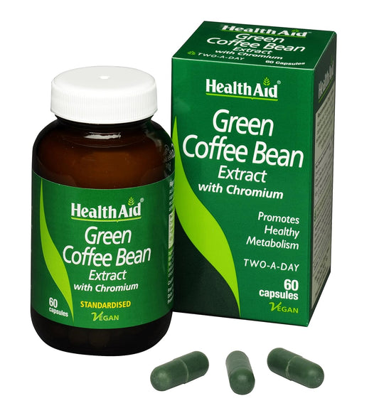 Green Coffee Bean Extract Capsules - 60 Vegan Capsules by HealthAid for Weight Management and Energy Boost