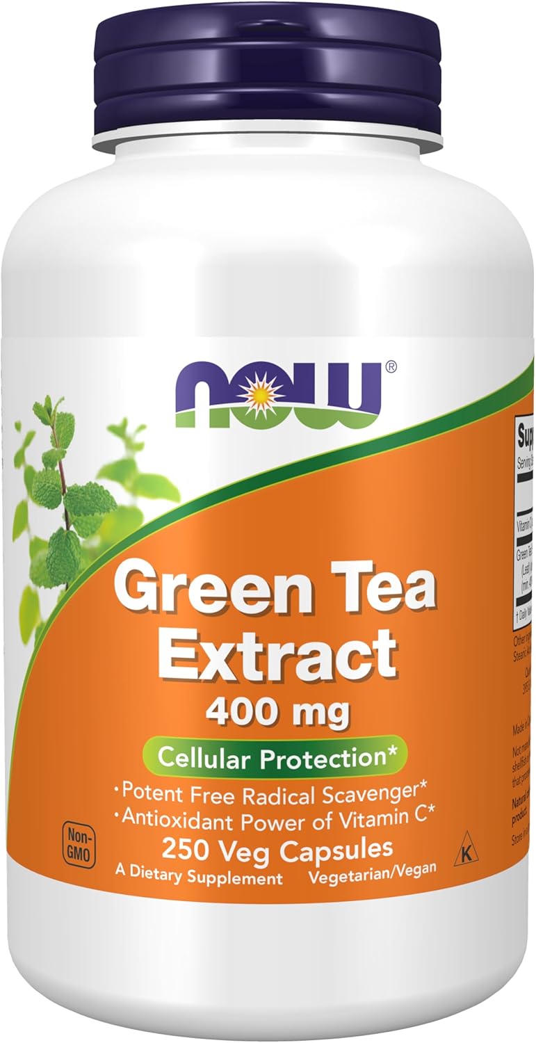 Green Tea Extract 400mg with Vitamin C for Cellular Protection*, 250 Veg Capsules by NOW Foods
