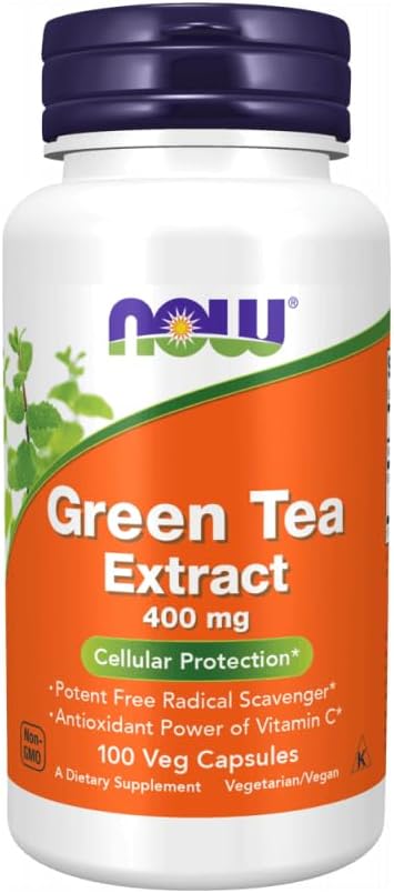 Green Tea Extract Capsules by NOW FOODS - 100 Count, 400mg, 60% EGCG for Natural Energy and Antioxidant Support