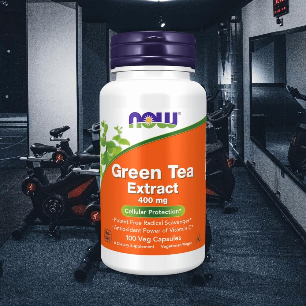 Green Tea Extract Capsules by NOW FOODS - 100 Count, 400mg, 60% EGCG for Natural Energy and Antioxidant Support