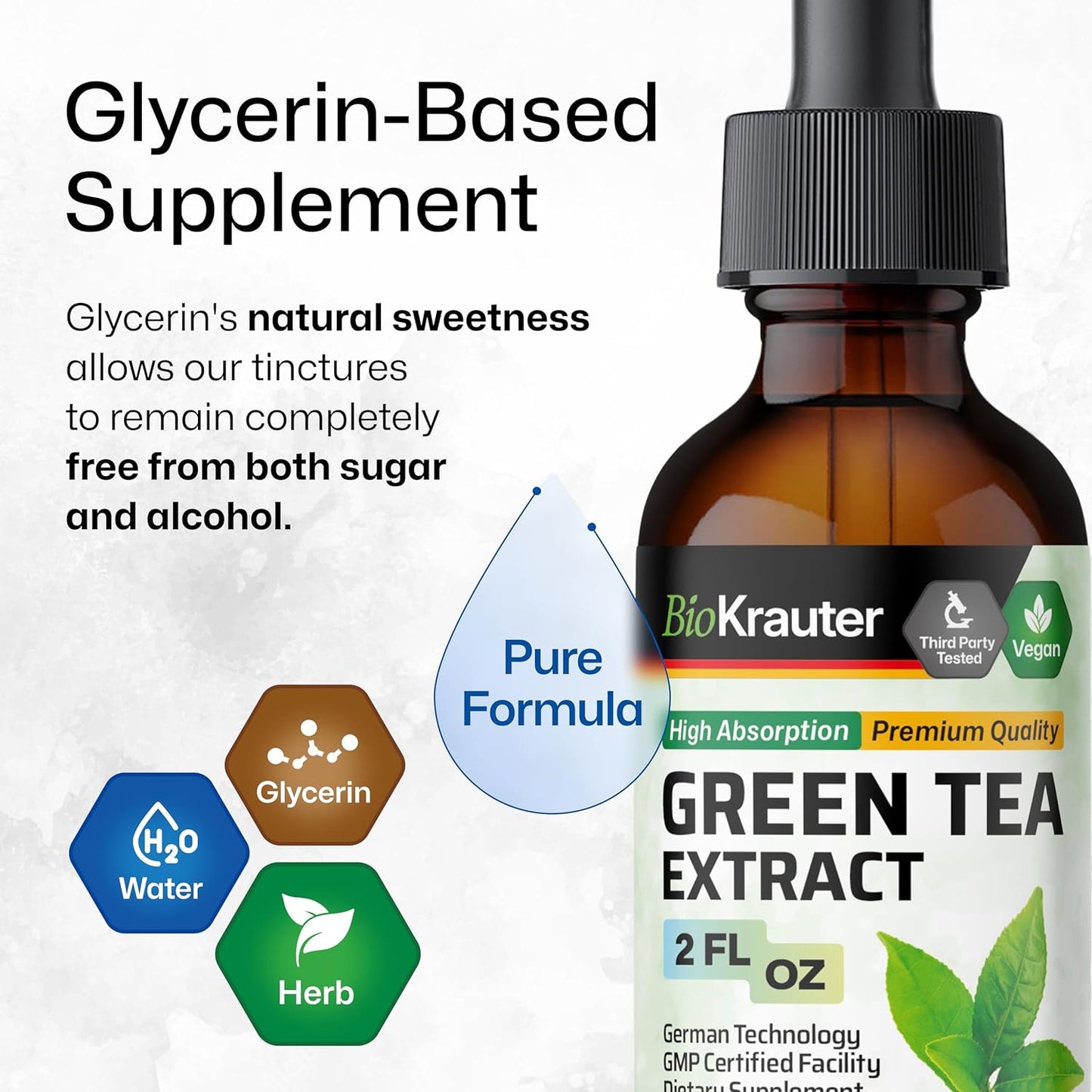 Green Tea Extract Drops - Antioxidant Supplement - Alcohol & Sugar Free - 2 Fl.Oz.