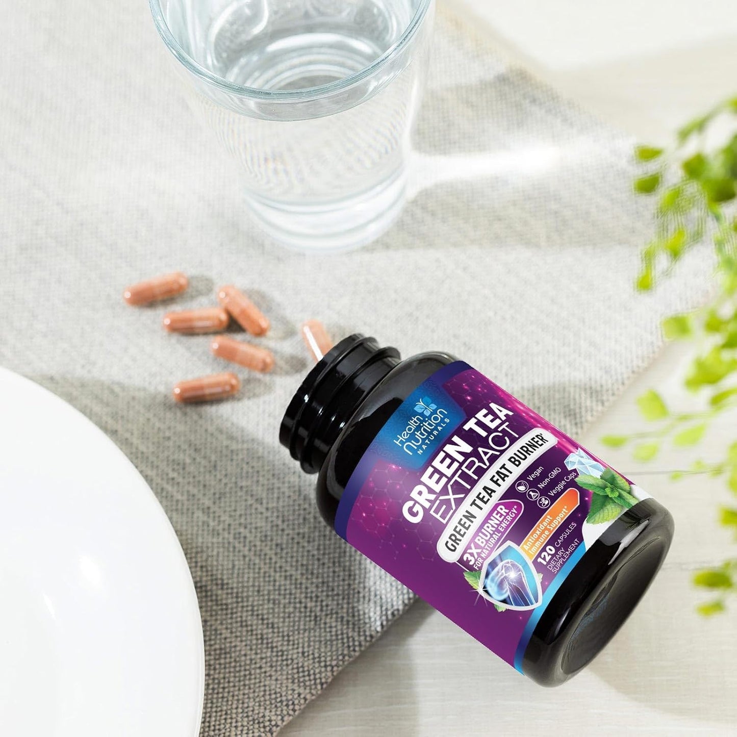 Green Tea Extract Pills - 98% EGCG 1300mg 3X Strength - Energy & Heart Health - Antioxidant & Immune Support - Vegan - 120 Capsules