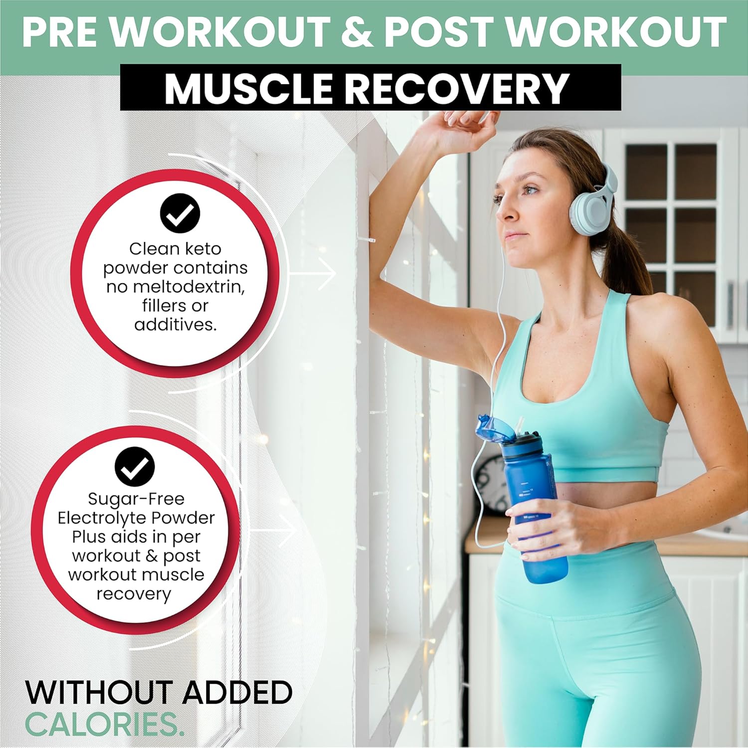 Green Tea Ginseng Electrolyte Powder with PowderVitamin - Keto-Friendly, Sugar-Free Hydration Powder with Pink Himalayan Salt, 1000mg Potassium, 120mg Calcium, 120mg Magnesium - 50 Servings