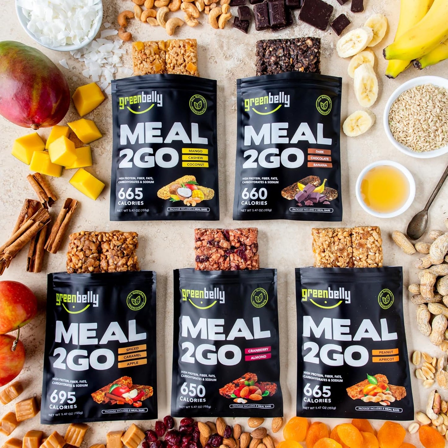 Greenbelly Backpacking Meals: 5-Pack of All-Natural Hiking Meal Bars with 650 Calories & High Protein