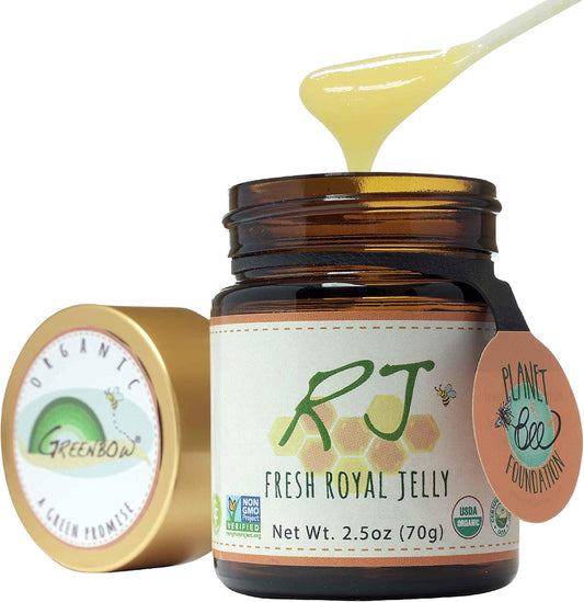 Greenbow Organic Fresh Royal Jelly - 100% USDA Certified, Non-GMO, Halal, Pure, Gluten Free - Highly Nutritious (70g)