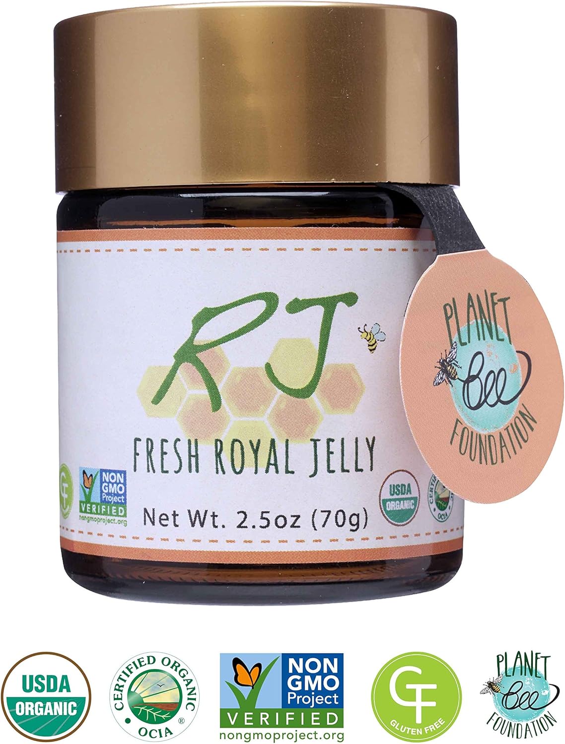 Greenbow Organic Fresh Royal Jelly - 100% USDA Certified, Non-GMO, Halal, Pure, Gluten Free - Highly Nutritious (70g)
