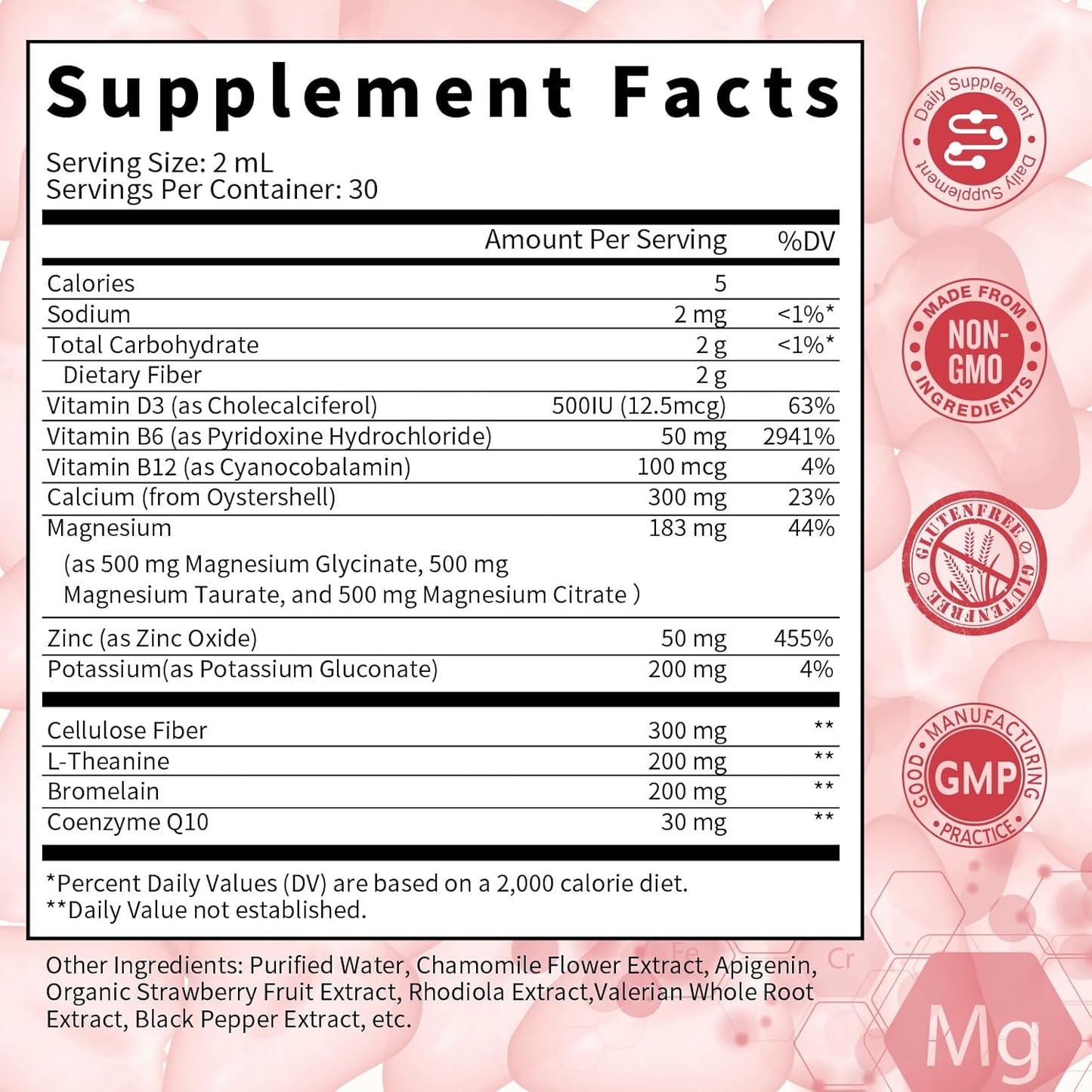GreenPeople GPGP Triple Magnesium Complex Liquid Drops (2 Pack) with Calcium & Potassium for Energy, Sleep, Muscle Support - Strawberry Flavor, Sugar Free - 4 Fl OZ