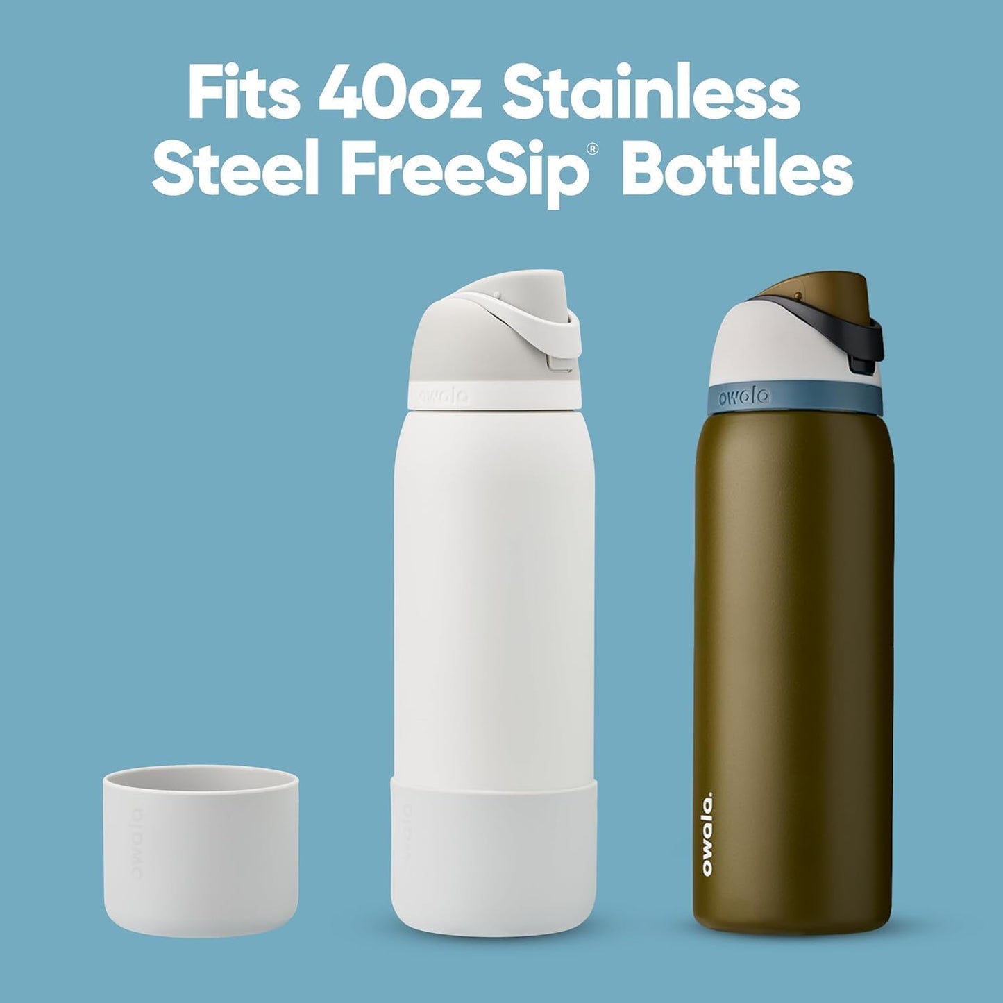 Grey Silicone Water Bottle Boot for 40 Oz FreeSip and Flip Stainless Steel Bottles - Anti-Slip Protective Sleeve to Protect Your Bottle