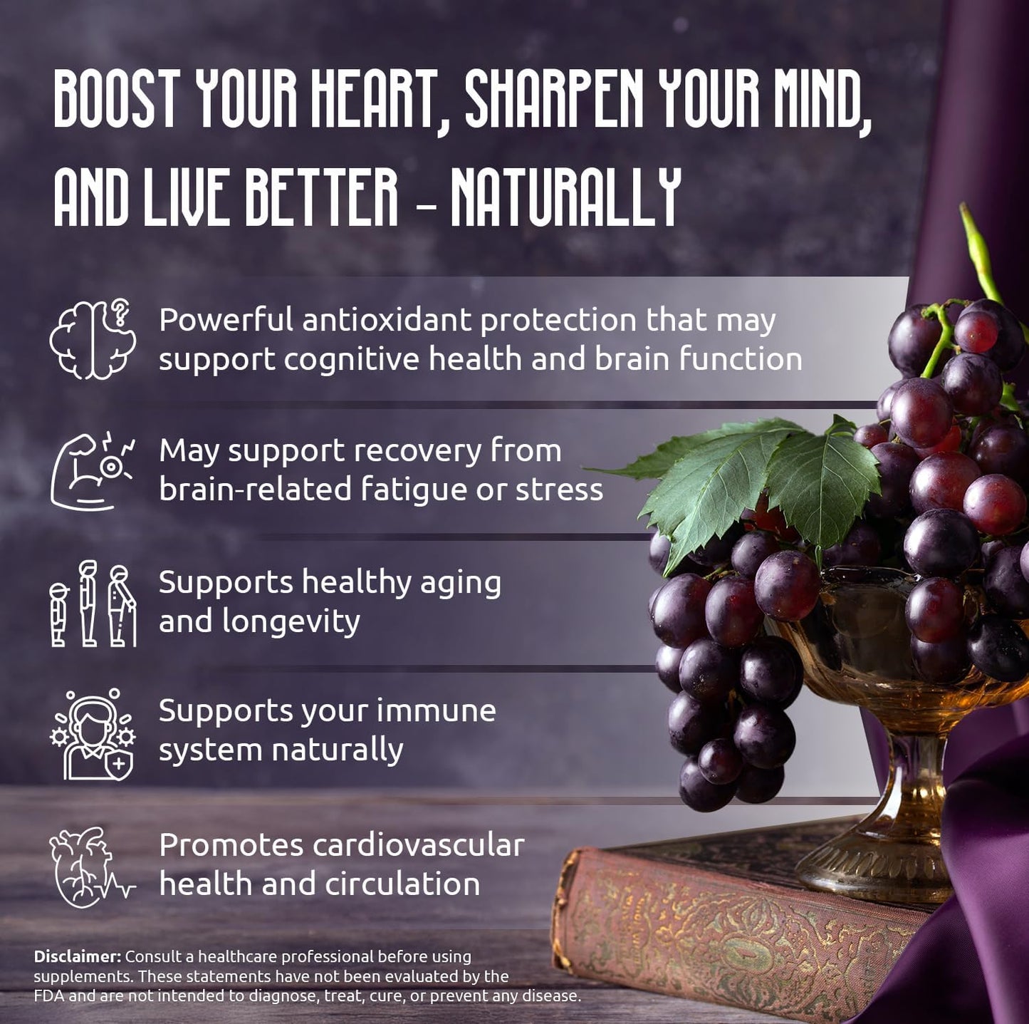 GROOVE Oh Grape Resveratrol Supplement 525mg (60 Capsules) | Supports Cognitive Function, Heart Health & Immune System | Enhanced with Zinc, Magnesium & Essential Nutrients