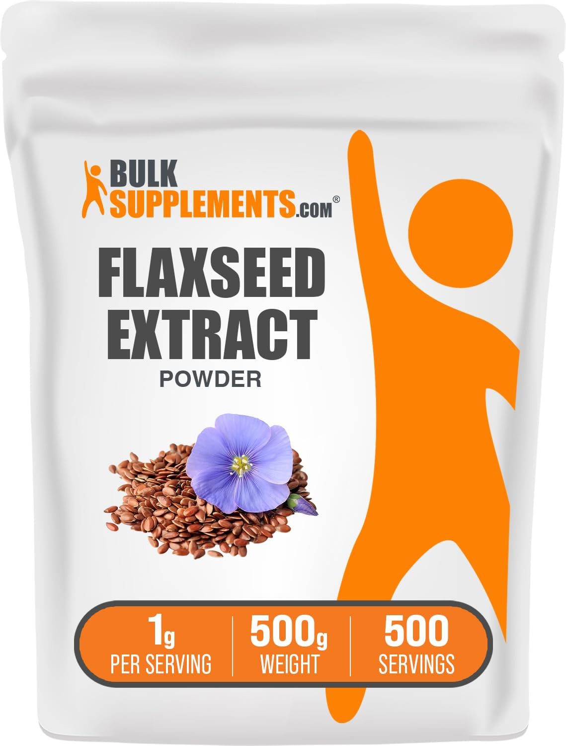 Ground Flaxseed Extract Powder - Omega 3 Supplement, Gluten Free, 1000mg per Serving - 500g (1.1 lbs) Pack