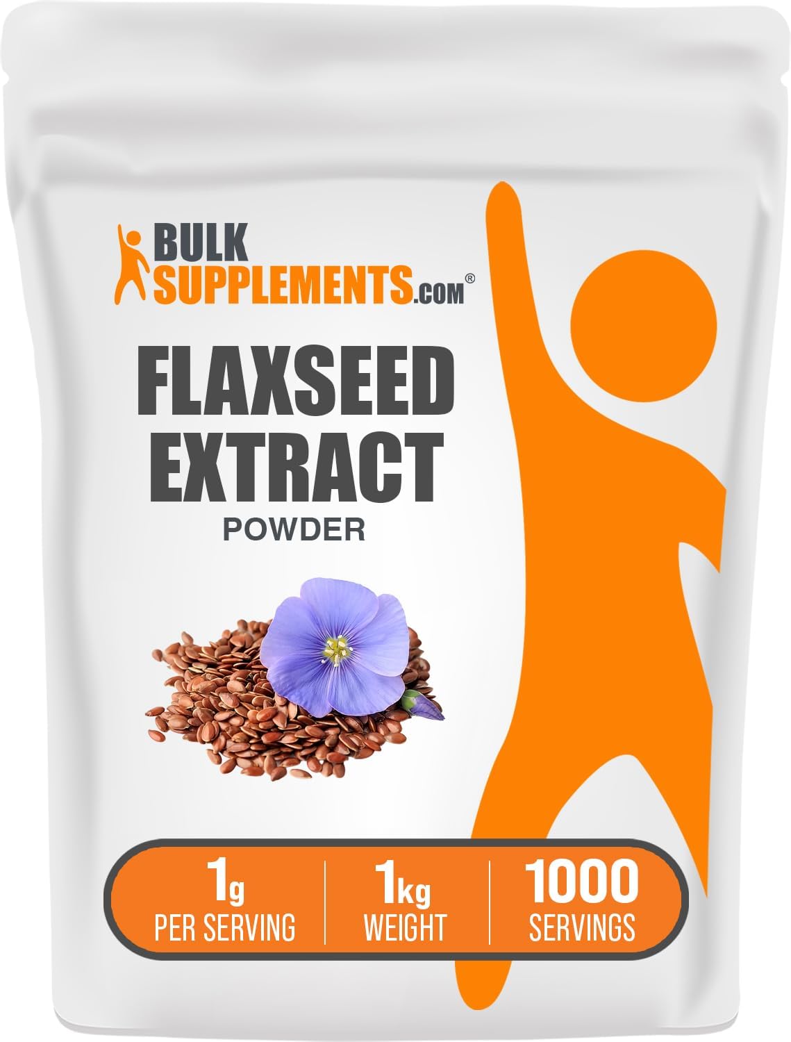Ground Flaxseed Powder 1000mg - Omega 3 Supplement, Gluten Free, 1kg Pack - BulkSupplements.com