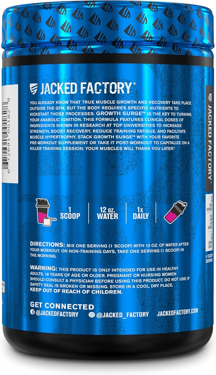 Growth Surge Creatine Post-Workout Supplement with L-Carnitine - Muscle Builder & Recovery Aid with Creatine Monohydrate, Betaine, L-Carnitine L-Tartrate - 60 Servings, Swoleberry Flavor